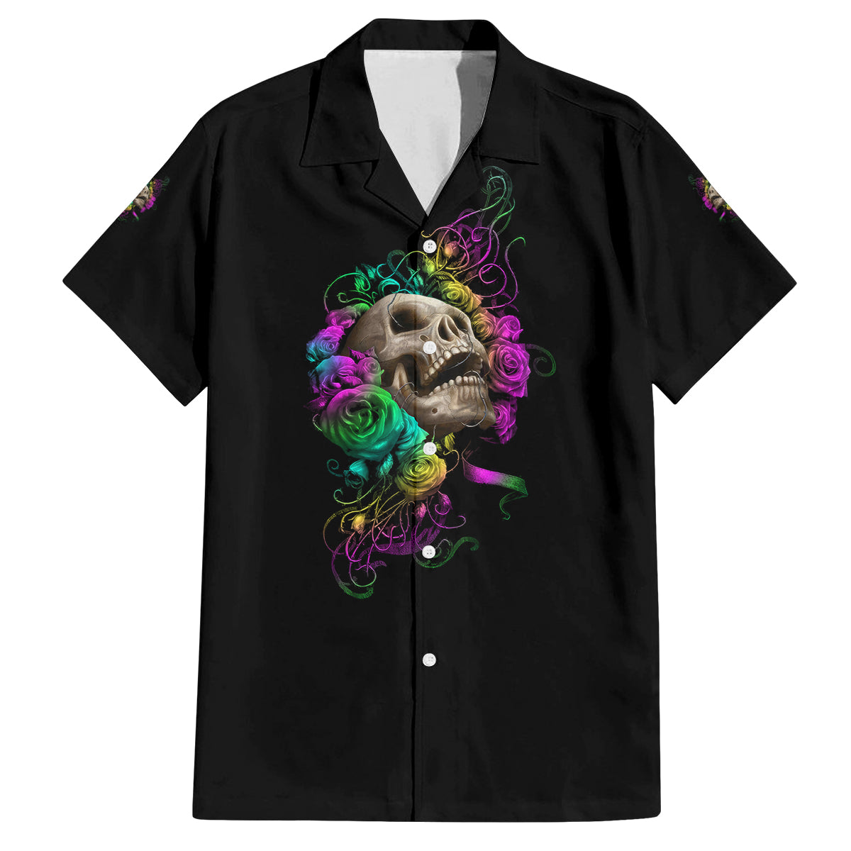 I Am The Storm Tie Dye Rose Skull Family Matching Long Sleeve Bodycon Dress and Hawaiian Shirt - Wonder Print Shop