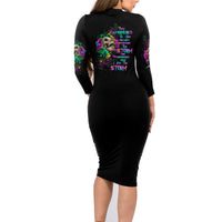 I Am The Storm Tie Dye Rose Skull Family Matching Long Sleeve Bodycon Dress and Hawaiian Shirt - Wonder Print Shop