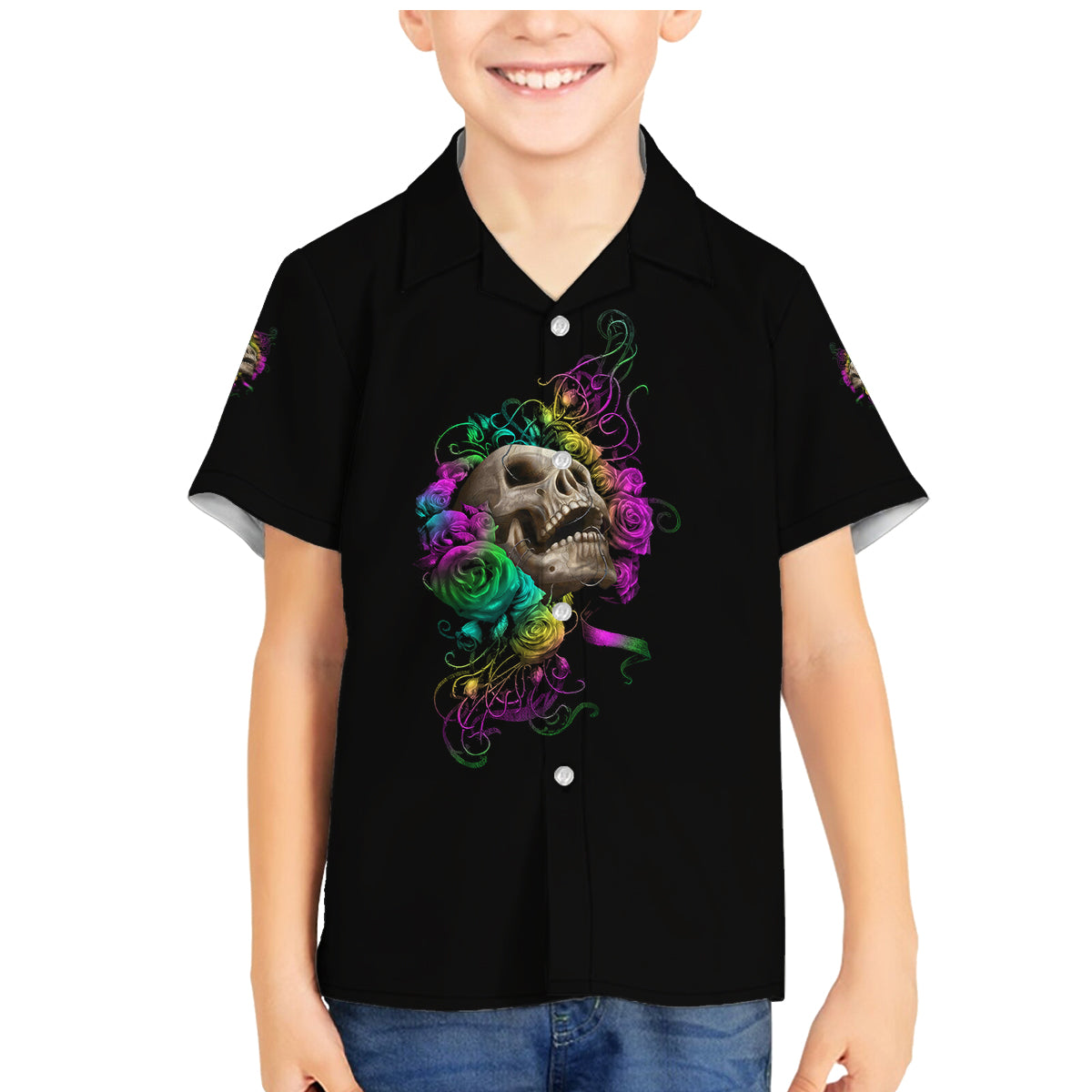 I Am The Storm Tie Dye Rose Skull Family Matching Mermaid Dress and Hawaiian Shirt - Wonder Print Shop
