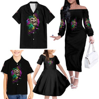I Am The Storm Tie Dye Rose Skull Family Matching Off Shoulder Long Sleeve Dress and Hawaiian Shirt - Wonder Print Shop