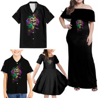 I Am The Storm Tie Dye Rose Skull Family Matching Off Shoulder Maxi Dress and Hawaiian Shirt - Wonder Print Shop