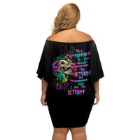 I Am The Storm Tie Dye Rose Skull Family Matching Off Shoulder Short Dress and Hawaiian Shirt - Wonder Print Shop