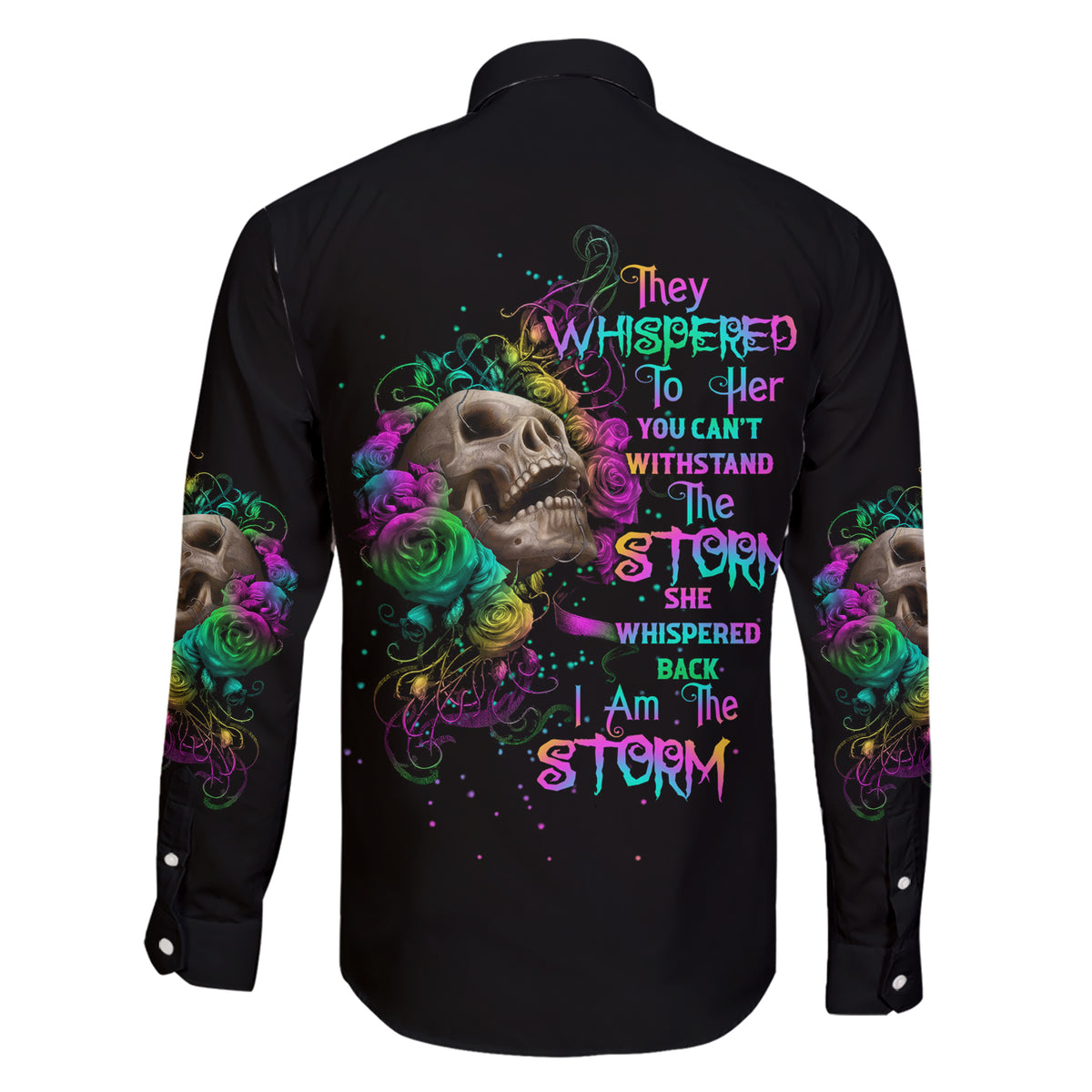 I Am The Storm Tie Dye Rose Skull Family Matching Short Sleeve Bodycon Dress and Hawaiian Shirt - Wonder Print Shop