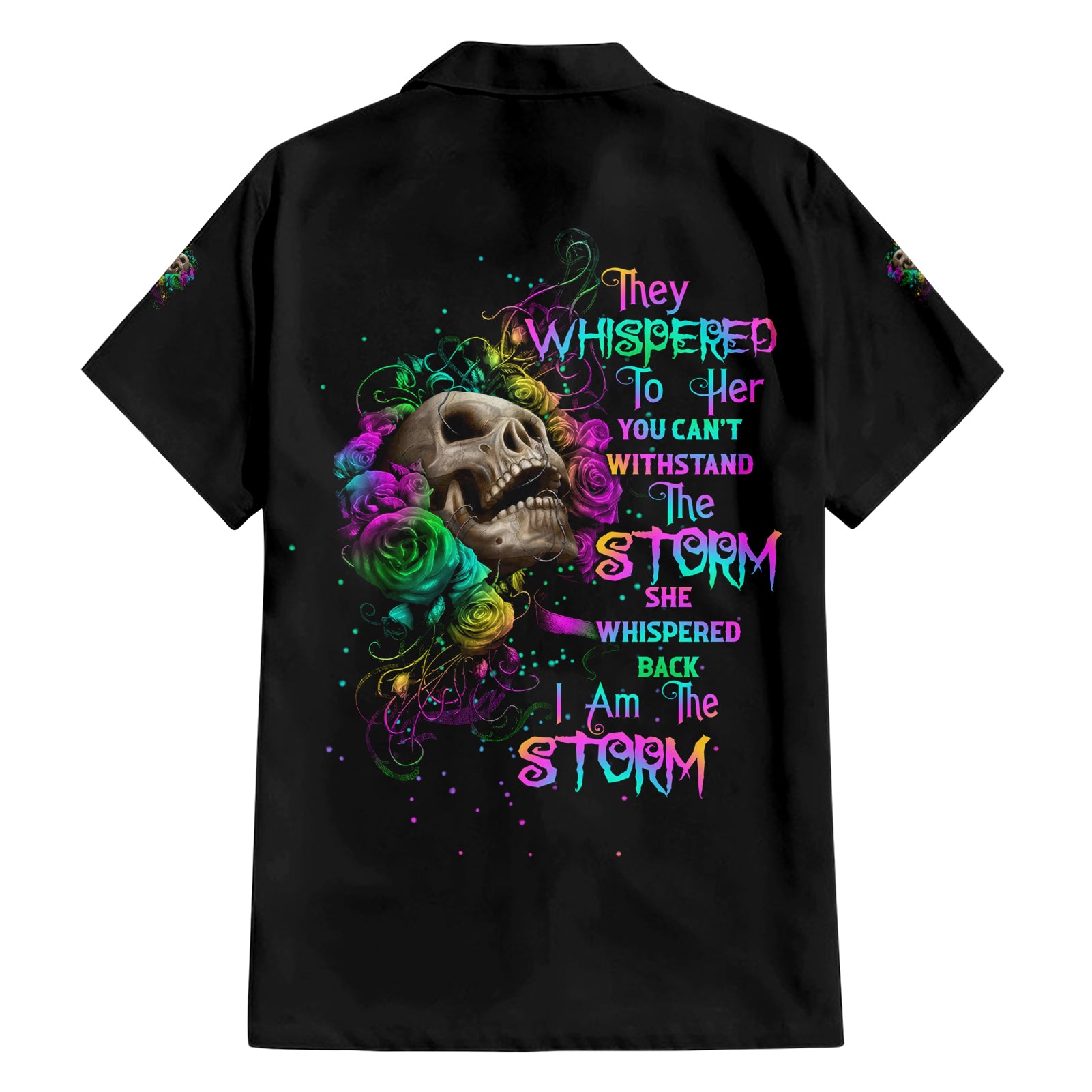 I Am The Storm Tie Dye Rose Skull Hawaiian Shirt - Wonder Print Shop