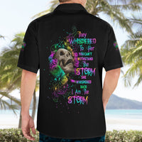 I Am The Storm Tie Dye Rose Skull Hawaiian Shirt - Wonder Print Shop