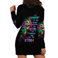 I Am The Storm Tie Dye Rose Skull Hoodie Dress - Wonder Print Shop