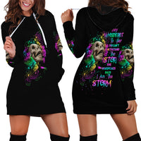 I Am The Storm Tie Dye Rose Skull Hoodie Dress - Wonder Print Shop