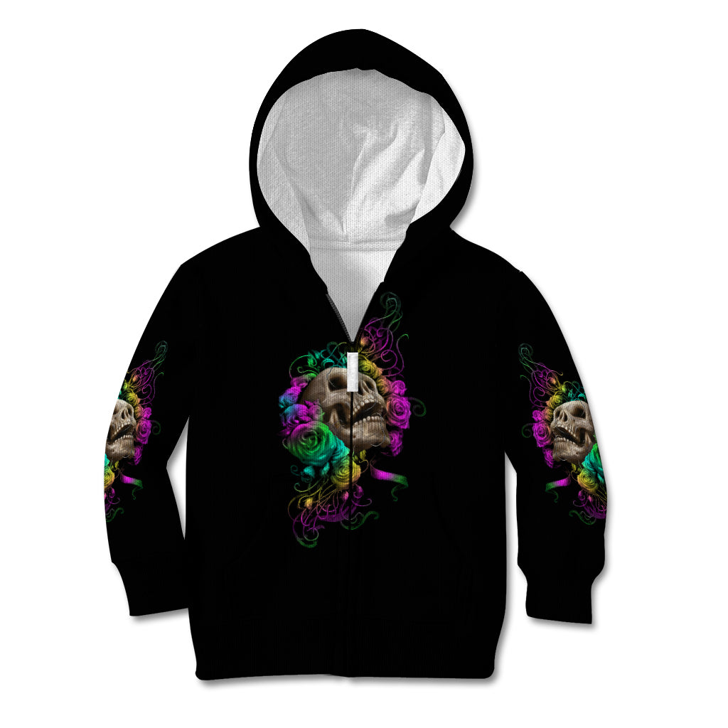 I Am The Storm Tie Dye Rose Skull Kid Hoodie - Wonder Print Shop