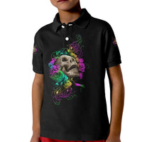 I Am The Storm Tie Dye Rose Skull Kid Polo Shirt - Wonder Print Shop