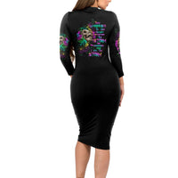 I Am The Storm Tie Dye Rose Skull Long Sleeve Bodycon Dress - Wonder Print Shop