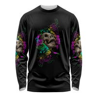 I Am The Storm Tie Dye Rose Skull Long Sleeve Shirt - Wonder Print Shop