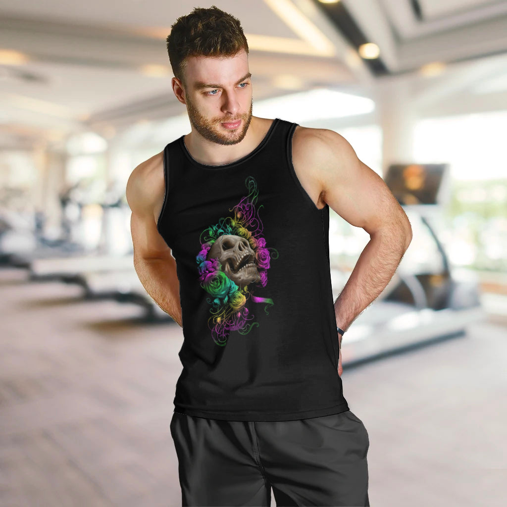 I Am The Storm Tie Dye Rose Skull Men Tank Top - Wonder Print Shop