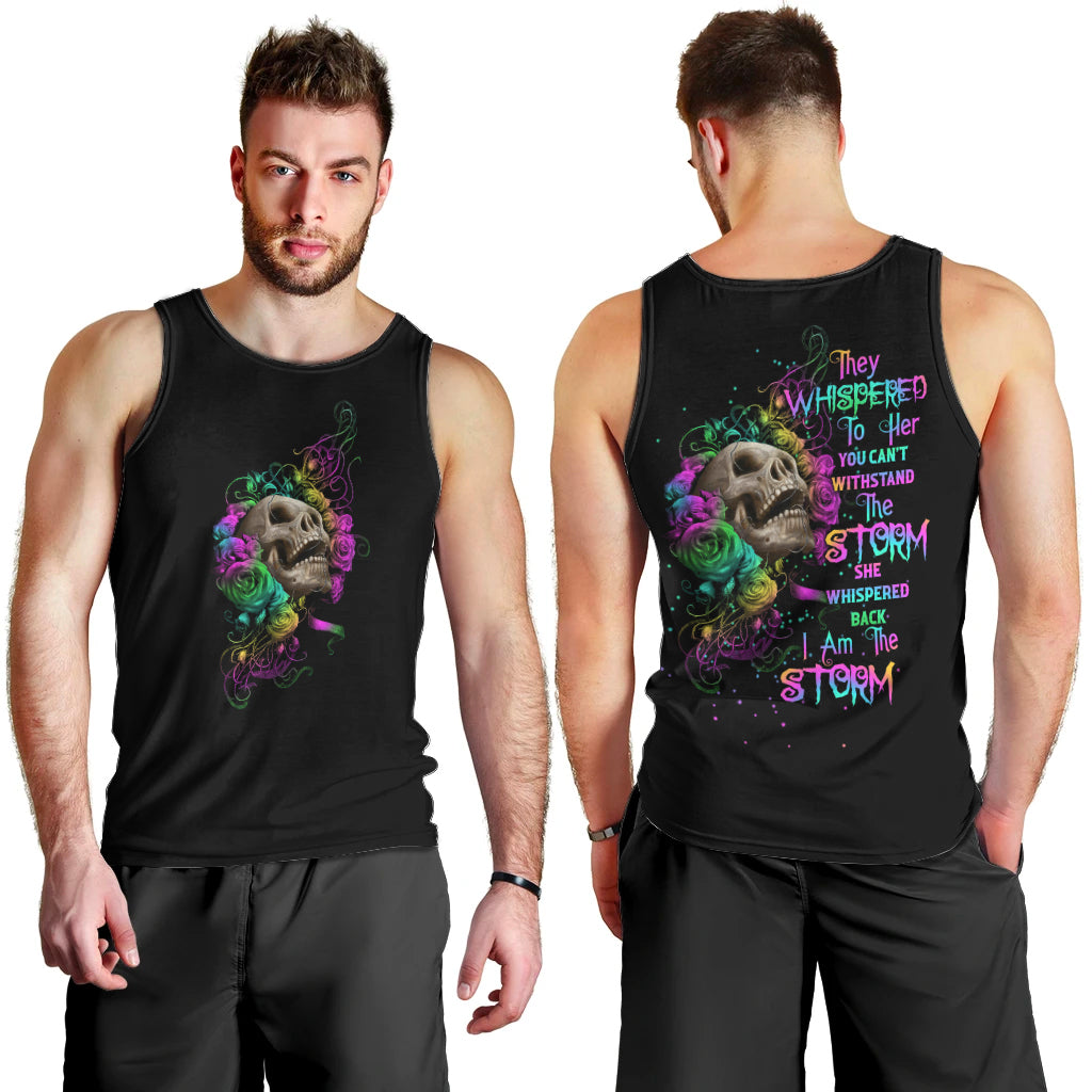 I Am The Storm Tie Dye Rose Skull Men Tank Top - Wonder Print Shop