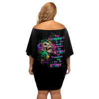 I Am The Storm Tie Dye Rose Skull Off Shoulder Short Dress - Wonder Print Shop