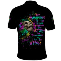 I Am The Storm Tie Dye Rose Skull Polo Shirt - Wonder Print Shop