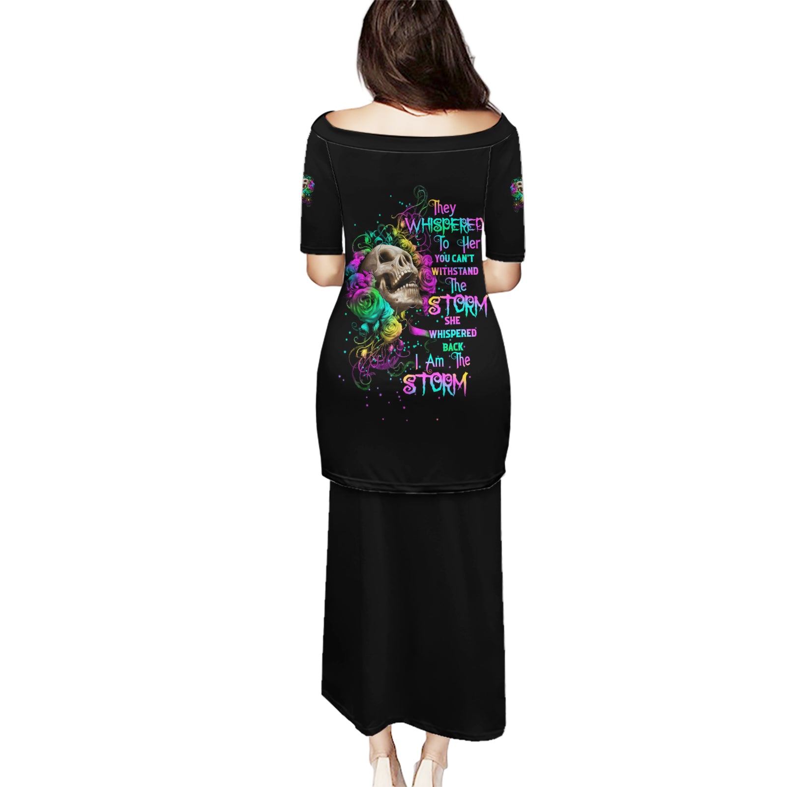 I Am The Storm Tie Dye Rose Skull Puletasi - Wonder Print Shop
