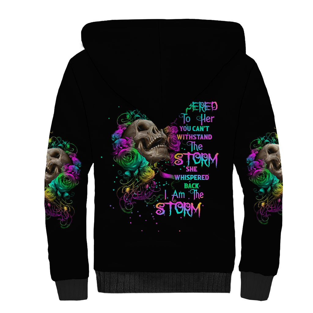 I Am The Storm Tie Dye Rose Skull Sherpa Hoodie - Wonder Print Shop