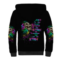 I Am The Storm Tie Dye Rose Skull Sherpa Hoodie - Wonder Print Shop