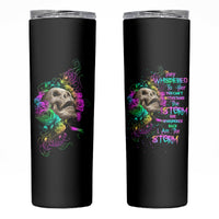 I Am The Storm Tie Dye Rose Skull Skinny Tumbler - Wonder Print Shop