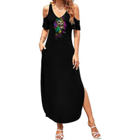 I Am The Storm Tie Dye Rose Skull Summer Maxi Dress - Wonder Print Shop
