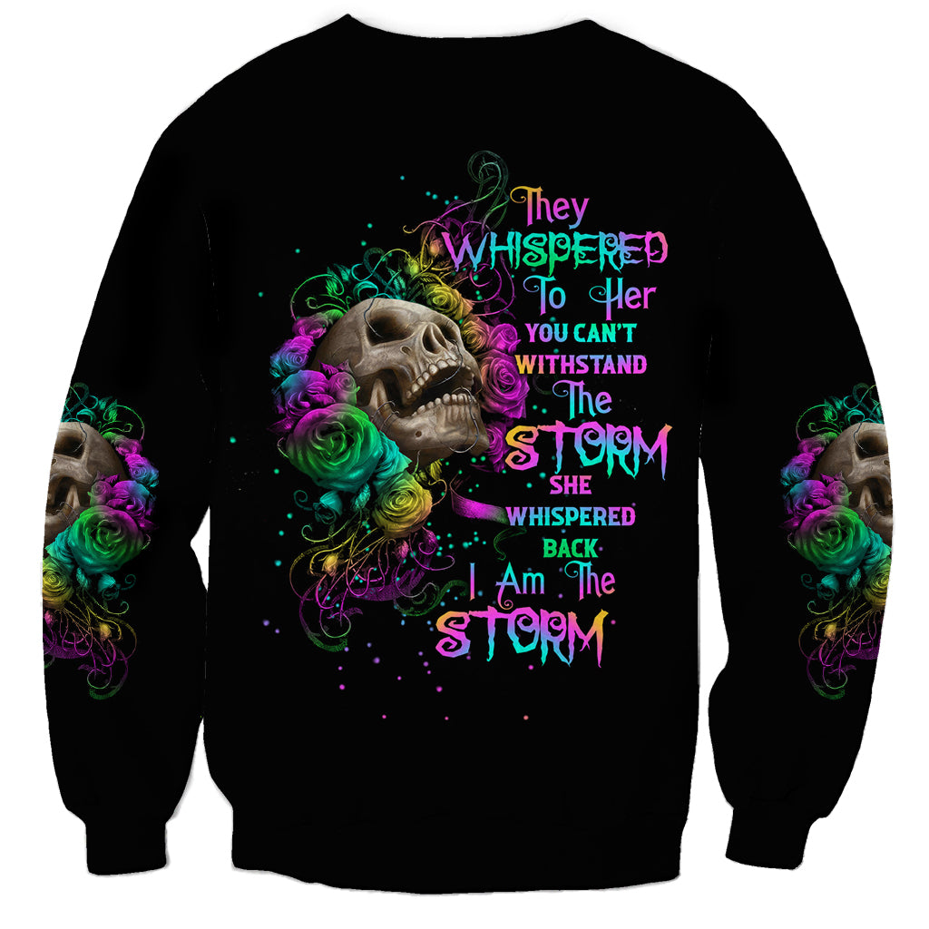 I Am The Storm Tie Dye Rose Skull Sweatshirt - Wonder Print Shop