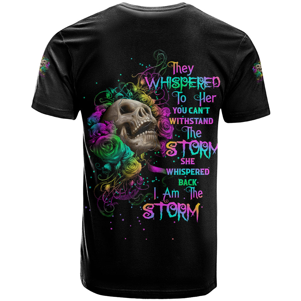 I Am The Storm Tie Dye Rose Skull T Shirt - Wonder Print Shop