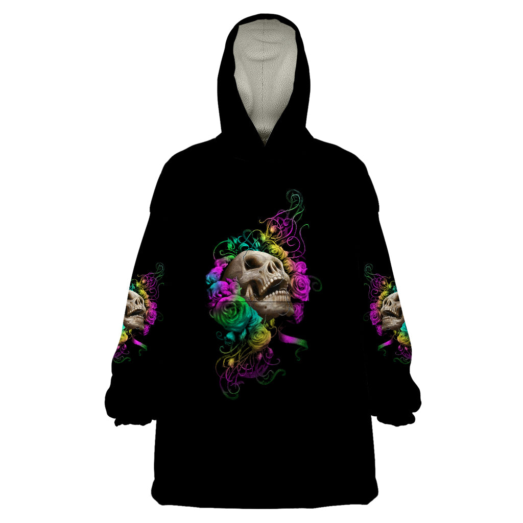 I Am The Storm Tie Dye Rose Skull Wearable Blanket Hoodie - Wonder Print Shop