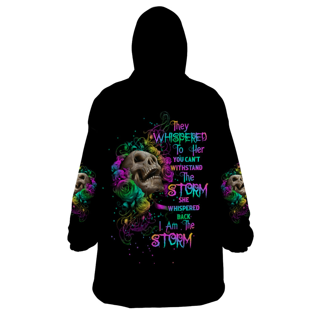 I Am The Storm Tie Dye Rose Skull Wearable Blanket Hoodie - Wonder Print Shop