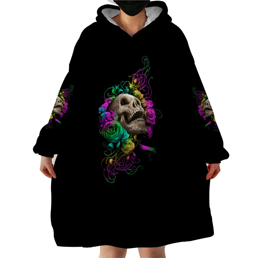 I Am The Storm Tie Dye Rose Skull Wearable Blanket Hoodie - Wonder Print Shop