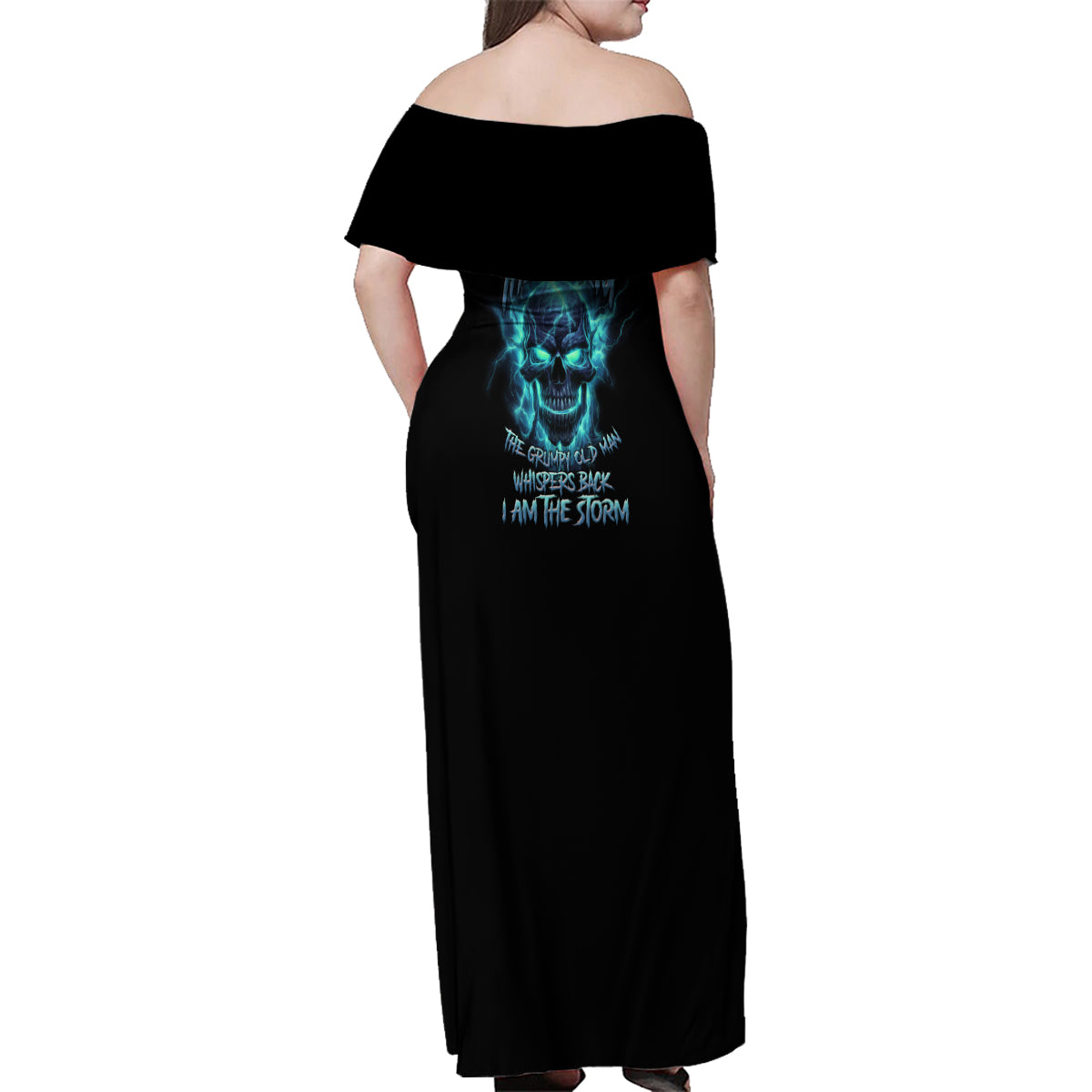 I Am The Storm Grumpy Old Man Family Matching Off Shoulder Maxi Dress and Hawaiian Shirt - Wonder Print Shop