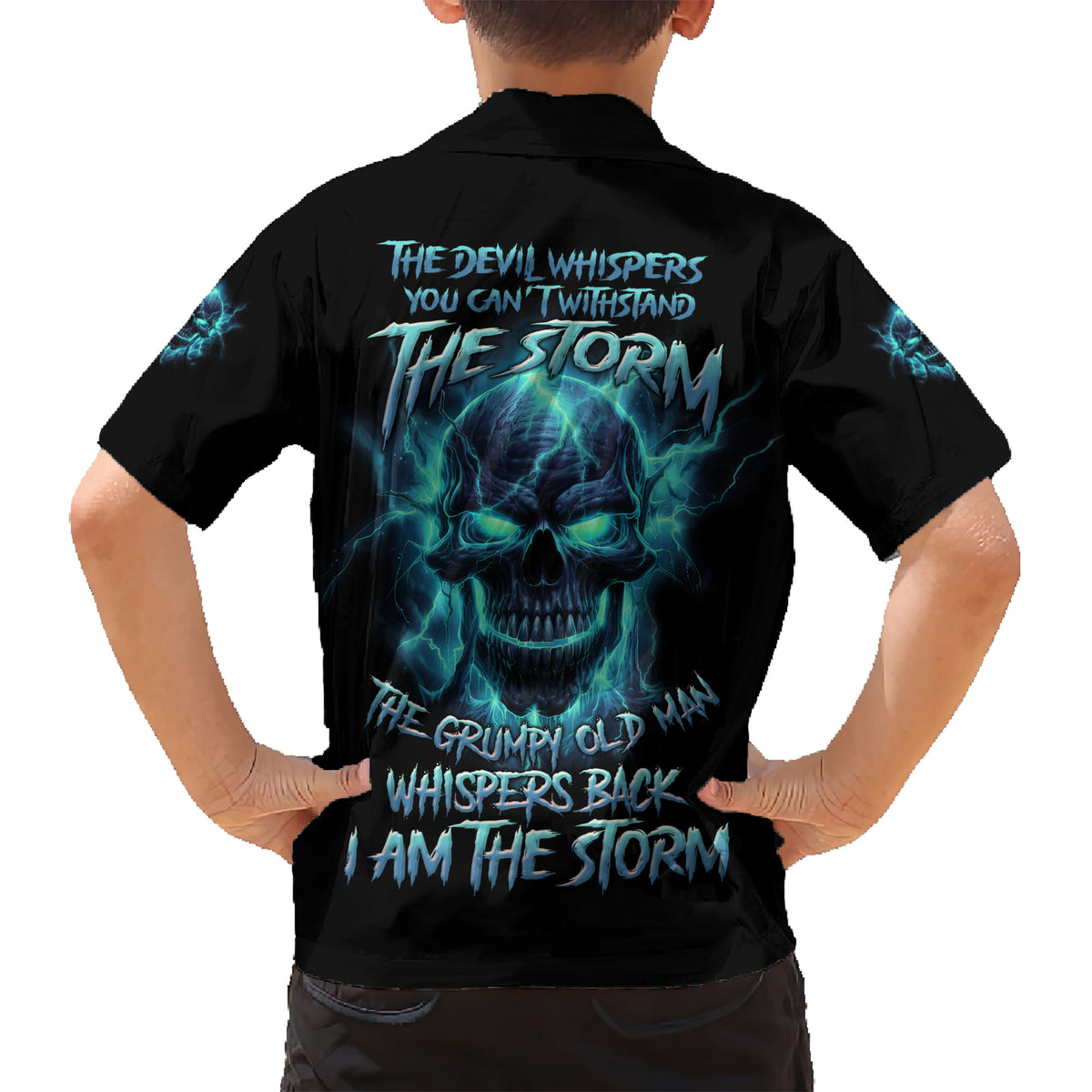 I Am The Storm Grumpy Old Man Family Matching Short Sleeve Bodycon Dress and Hawaiian Shirt - Wonder Print Shop