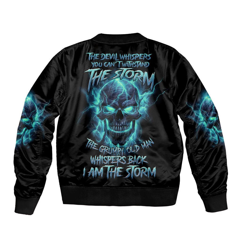 I Am The Storm Grumpy Old Man Sleeve Zip Bomber Jacket - Wonder Print Shop