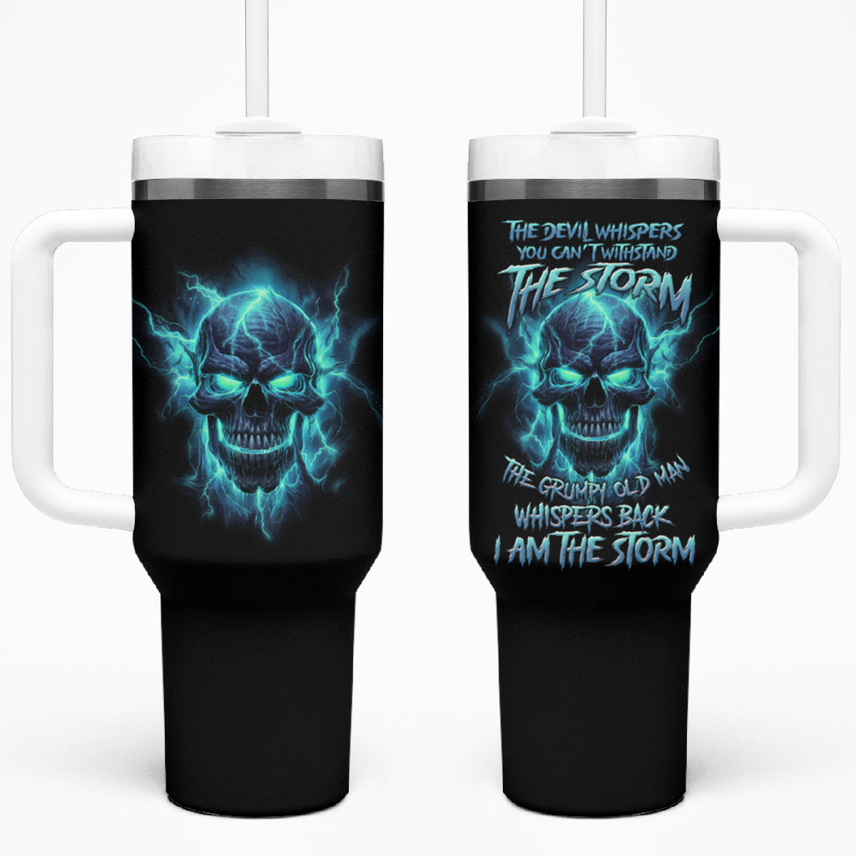I Am The Storm Grumpy Old Man Tumbler With Handle - Wonder Print Shop