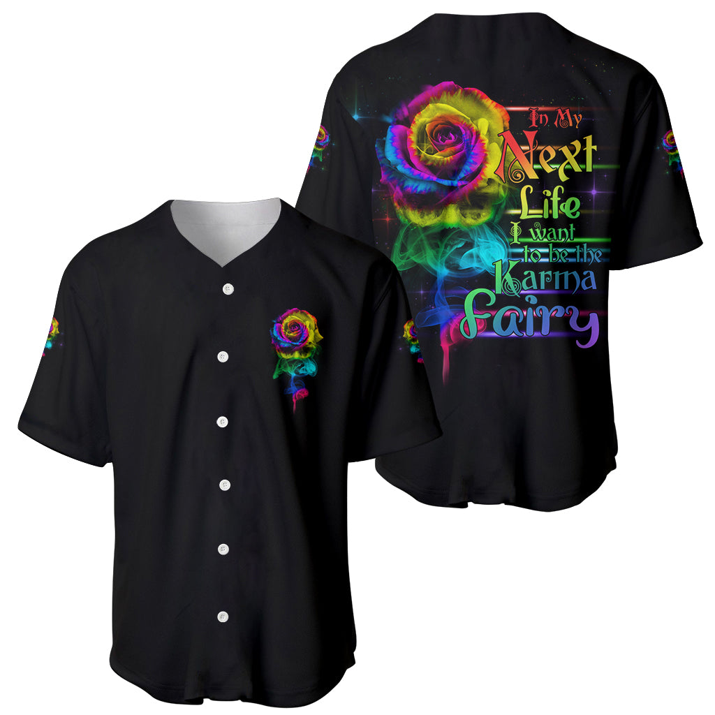Karma Fairy Rose Smoke Skull Baseball Jersey - Wonder Print Shop