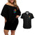 Karma Fairy Rose Smoke Skull Couples Matching Off Shoulder Short Dress and Hawaiian Shirt - Wonder Print Shop