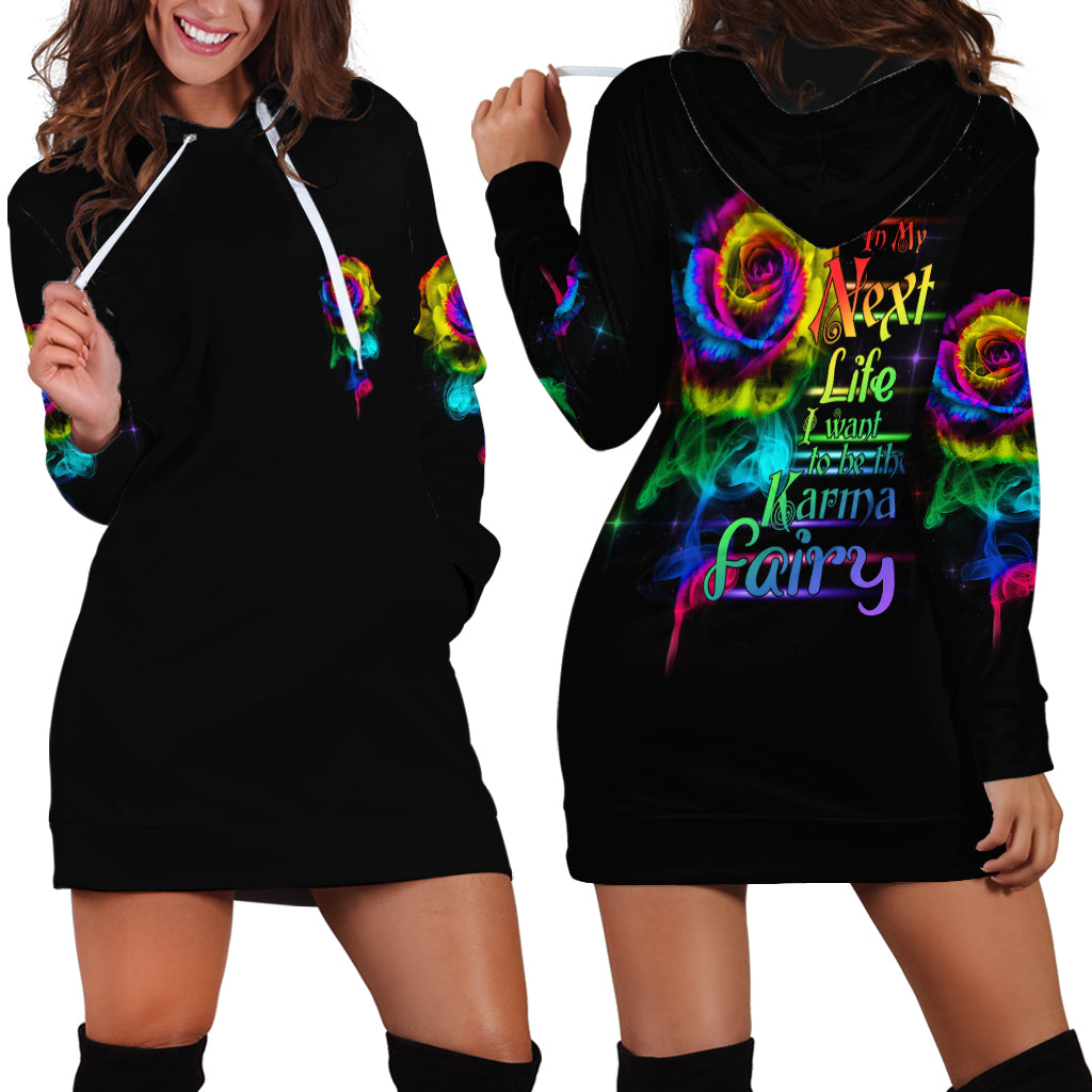 Karma Fairy Rose Smoke Skull Hoodie Dress - Wonder Print Shop
