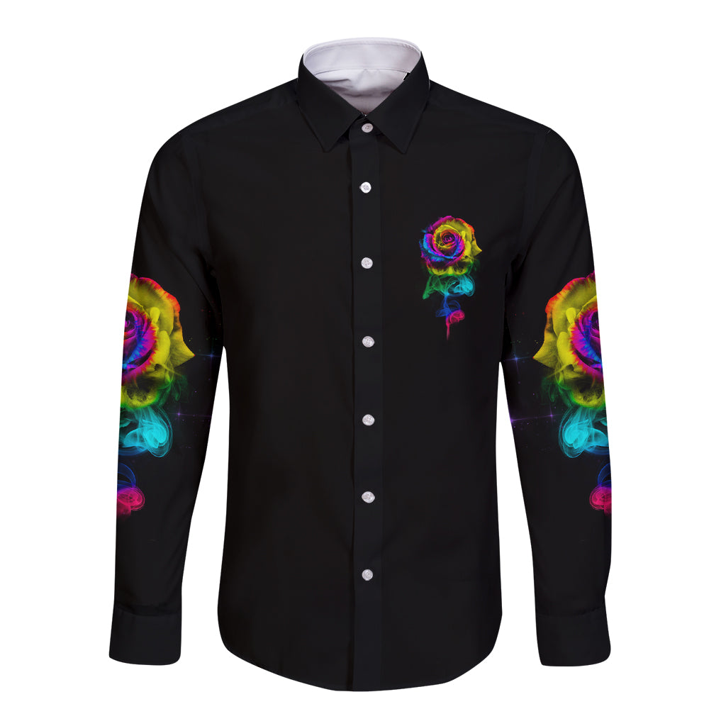 Karma Fairy Rose Smoke Skull Long Sleeve Button Shirt - Wonder Print Shop