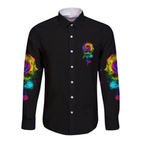 Karma Fairy Rose Smoke Skull Long Sleeve Button Shirt - Wonder Print Shop