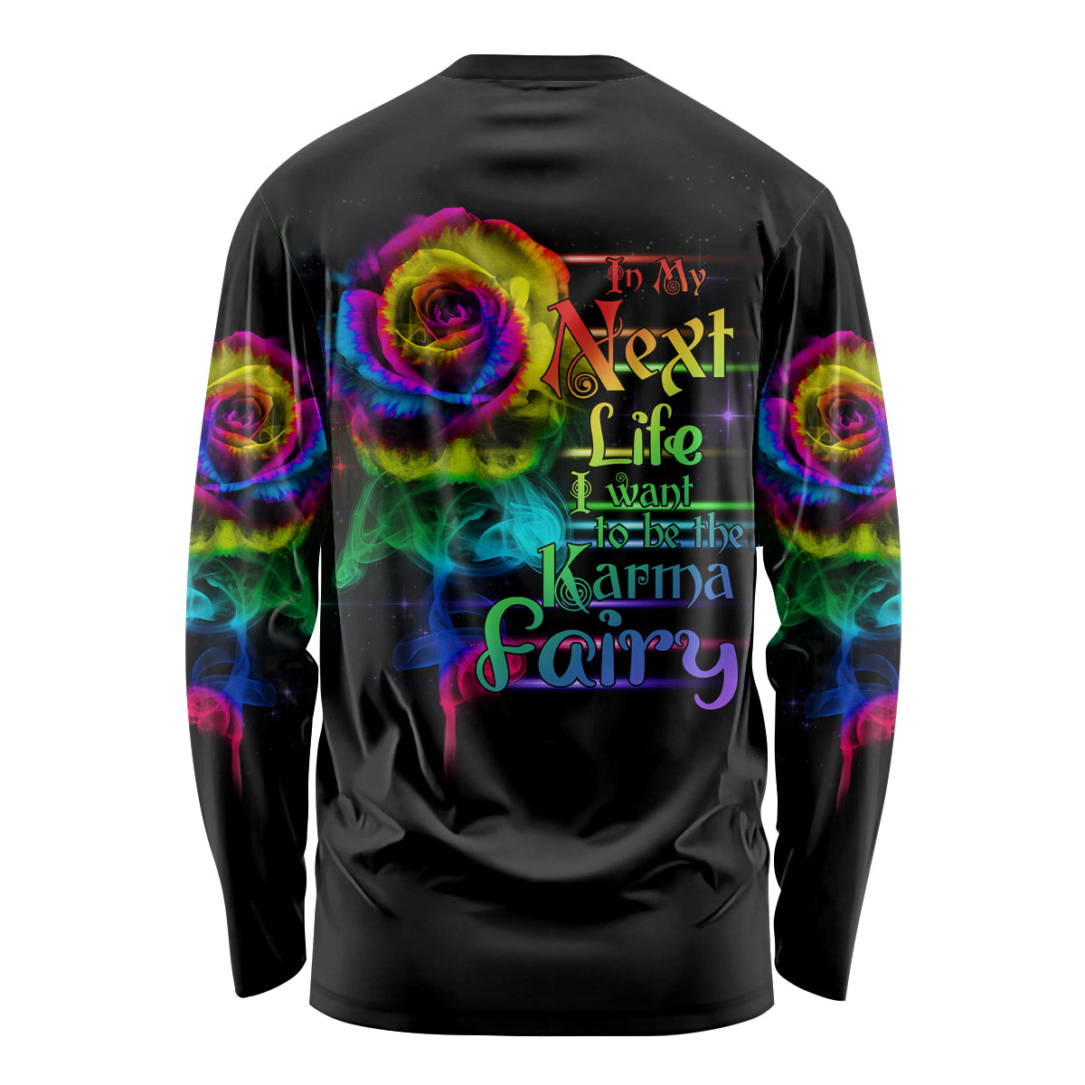 Karma Fairy Rose Smoke Skull Long Sleeve Shirt - Wonder Print Shop