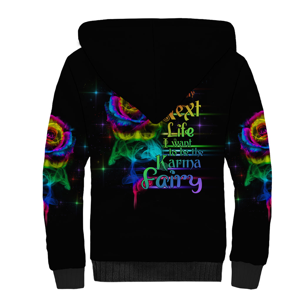 Karma Fairy Rose Smoke Skull Sherpa Hoodie - Wonder Print Shop