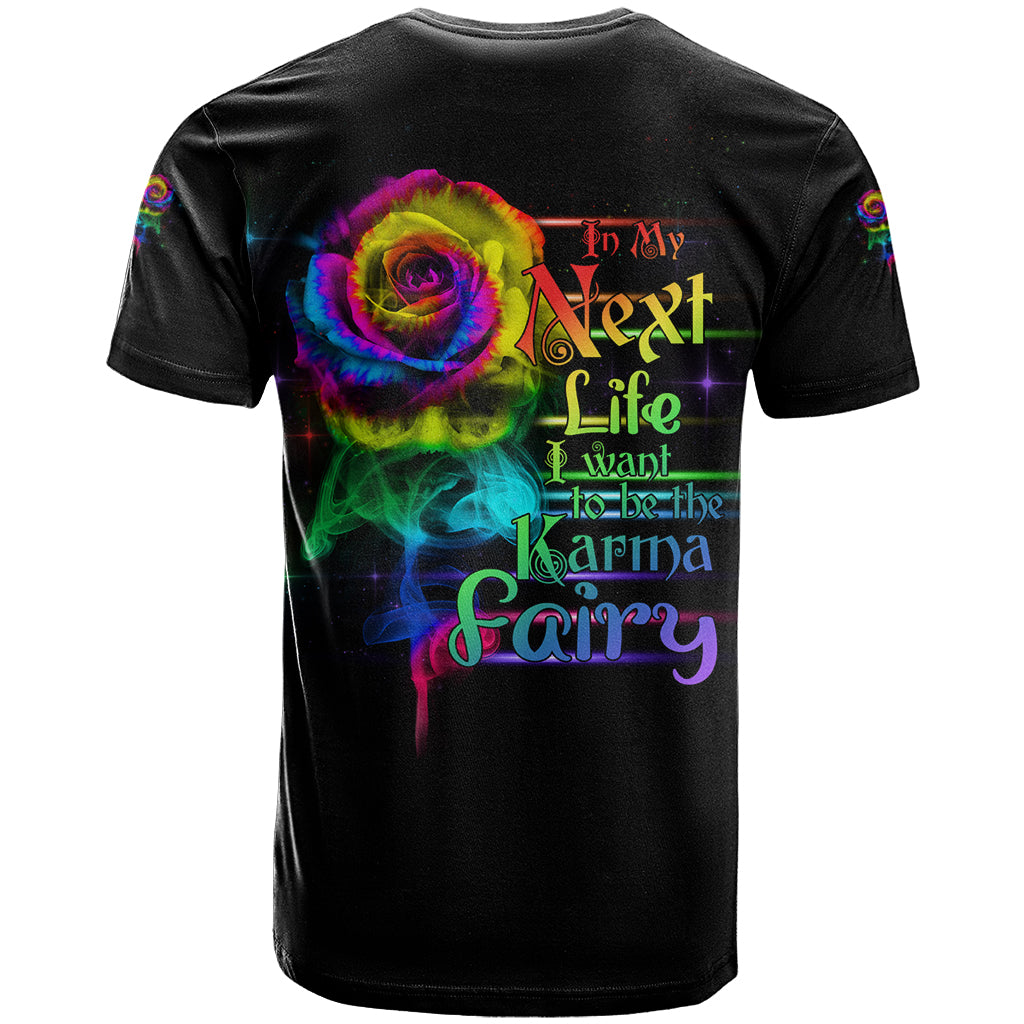 Karma Fairy Rose Smoke Skull T Shirt - Wonder Print Shop