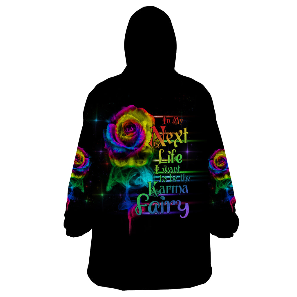 Karma Fairy Rose Smoke Skull Wearable Blanket Hoodie - Wonder Print Shop