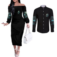 fresh-out-of-f-skull-rose-couples-matching-off-the-shoulder-long-sleeve-dress-and-long-sleeve-button-shirt