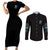 Fresh Out Of F Skull Rose Couples Matching Short Sleeve Bodycon Dress and Long Sleeve Button Shirt - Wonder Print Shop