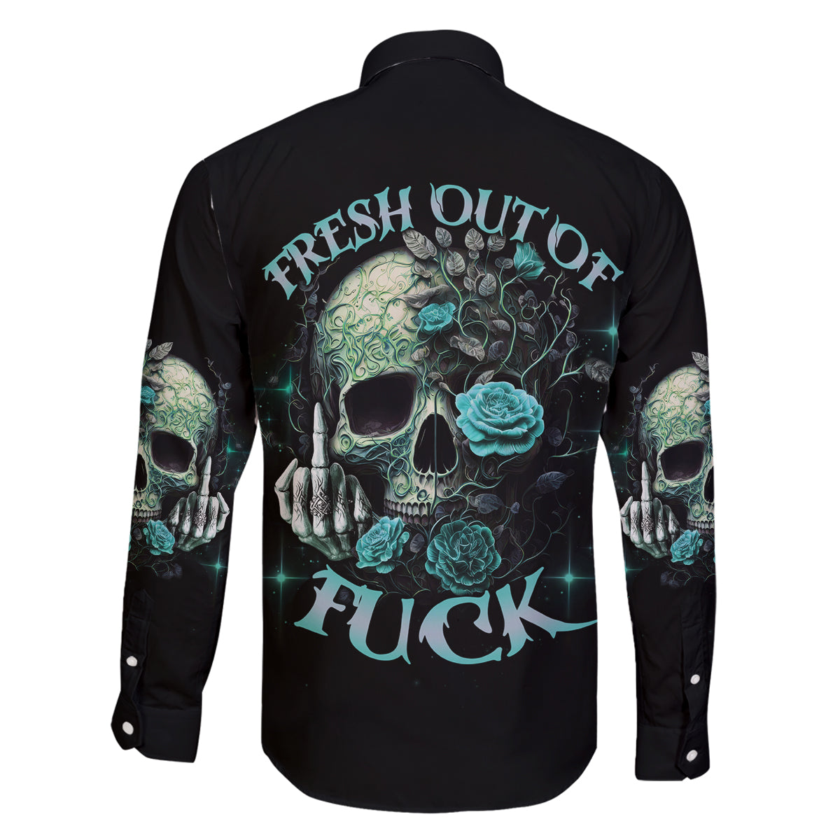 Fresh Out Of F Skull Rose Family Matching Mermaid Dress and Hawaiian Shirt - Wonder Print Shop