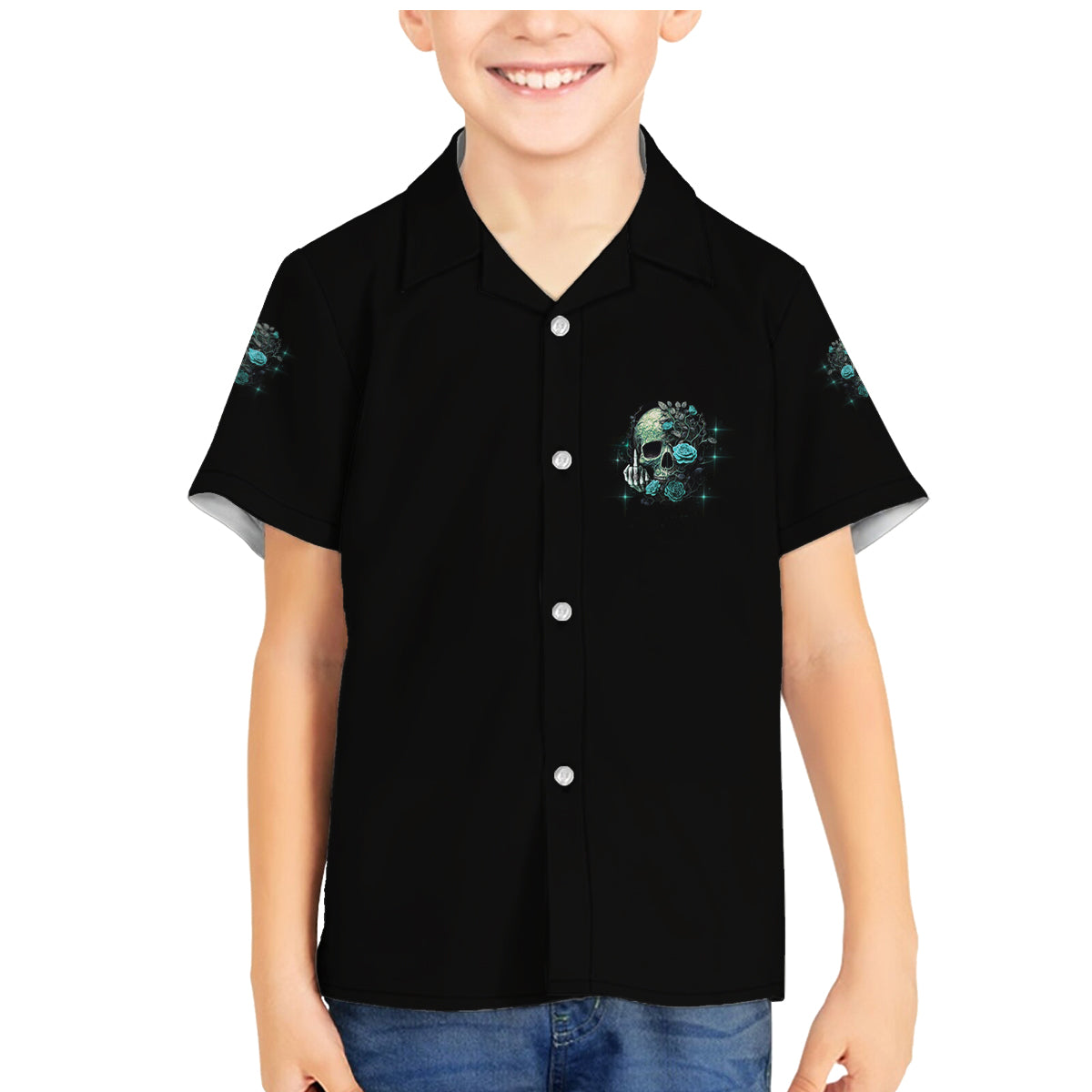 Fresh Out Of F Skull Rose Family Matching Mermaid Dress and Hawaiian Shirt - Wonder Print Shop