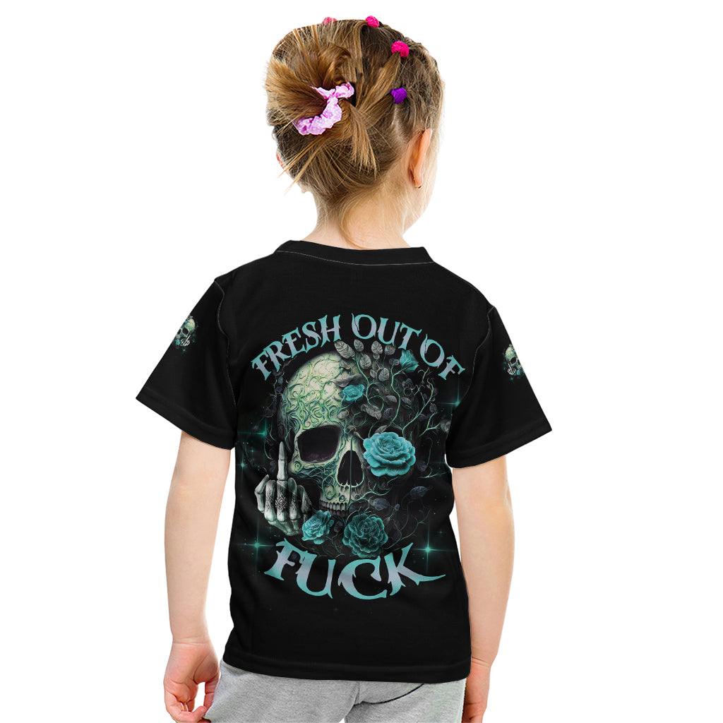 Fresh Out Of F Skull Rose Kid T Shirt - Wonder Print Shop