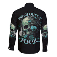 Fresh Out Of F Skull Rose Long Sleeve Button Shirt - Wonder Print Shop