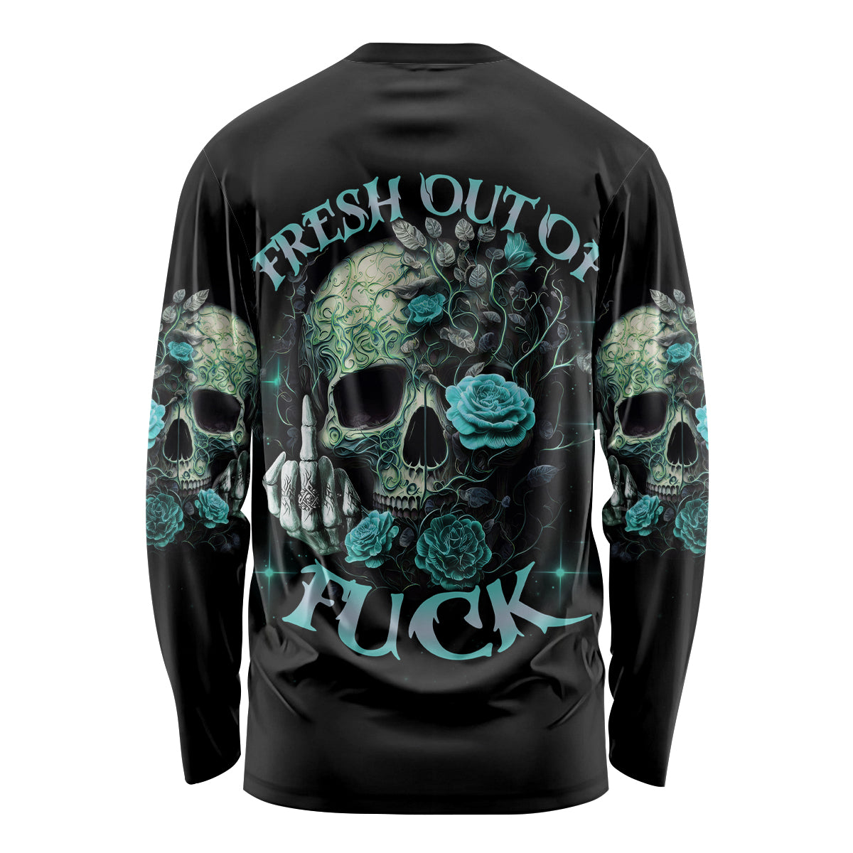 Fresh Out Of F Skull Rose Long Sleeve Shirt - Wonder Print Shop