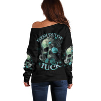 Fresh Out Of F Skull Rose Off Shoulder Sweater - Wonder Print Shop